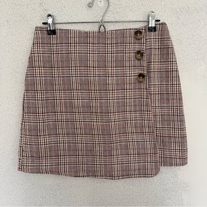 Plaid Button Skirt